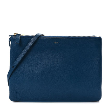 Celine Goatskin Large Trio Crossbody Bag Metallic Blue 1 of 12