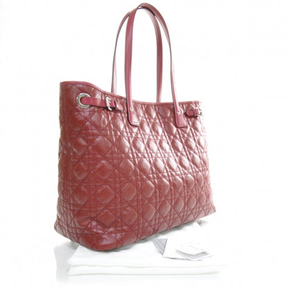 Christian Dior Coated Canvas Cannage Medium Panarea Tote Raspberry Red 2 of 9