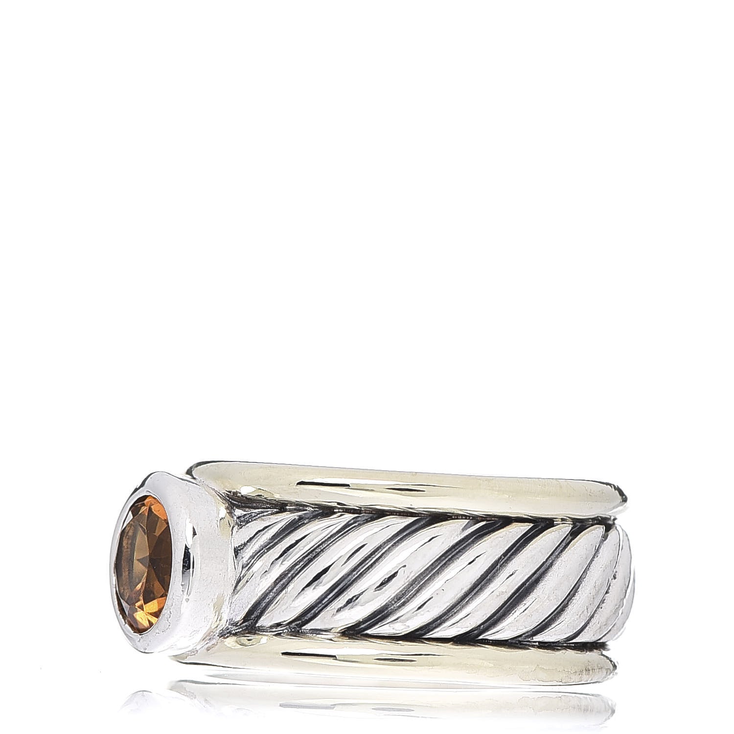 David Yurman Sterling Silver 14K Yellow Gold Citrine 9mm Cable Band Ring 52 6 3 of 6