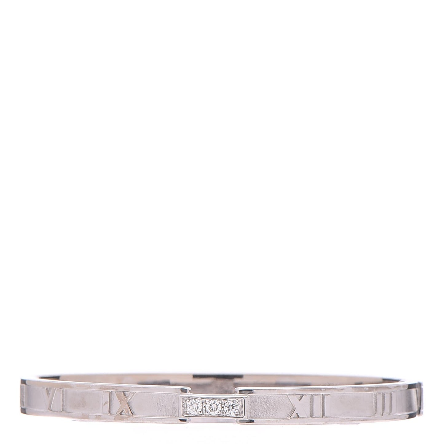 18K White Gold Diamond Atlas Closed Hinged Bangle Bracelet