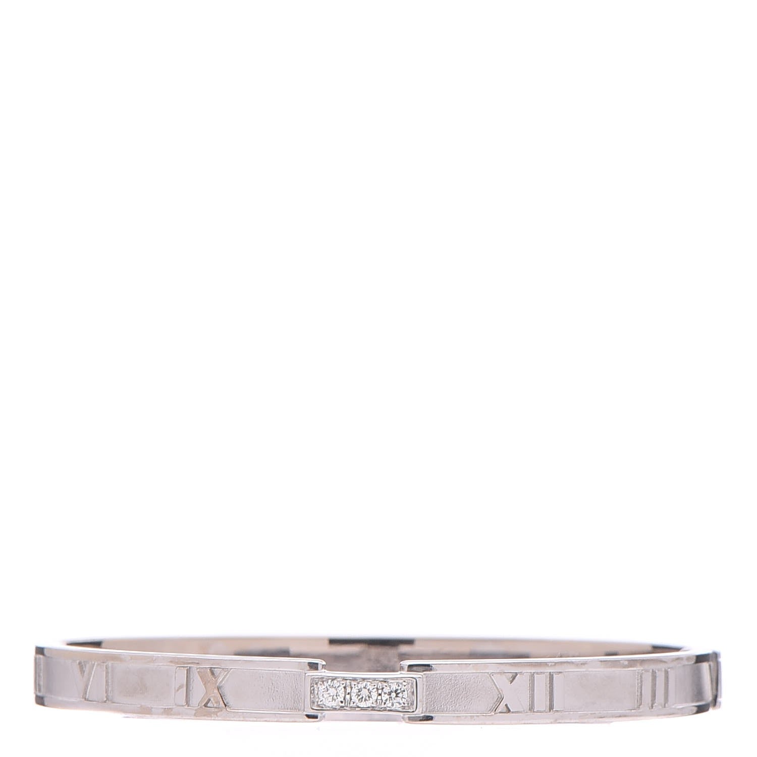 Tiffany 18K White Gold Diamond Atlas Closed Hinged Bangle Bracelet 1 of 7