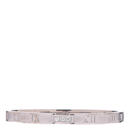 Tiffany 18K White Gold Diamond Atlas Closed Hinged Bangle Bracelet 1 of 7