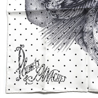 Hermes Silk Plumets Et Panaches Scarf 90 White Black Anthracite 2 of 4