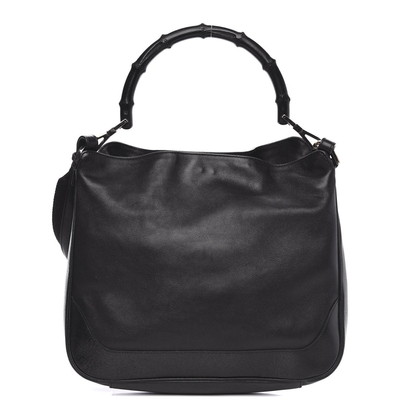 Calfskin Bamboo Top Handle Bag Black