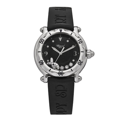 Chopard Stainless Steel Rubber Diamond 38mm Happy Sport Fish Quartz Watch Black 1 of 4