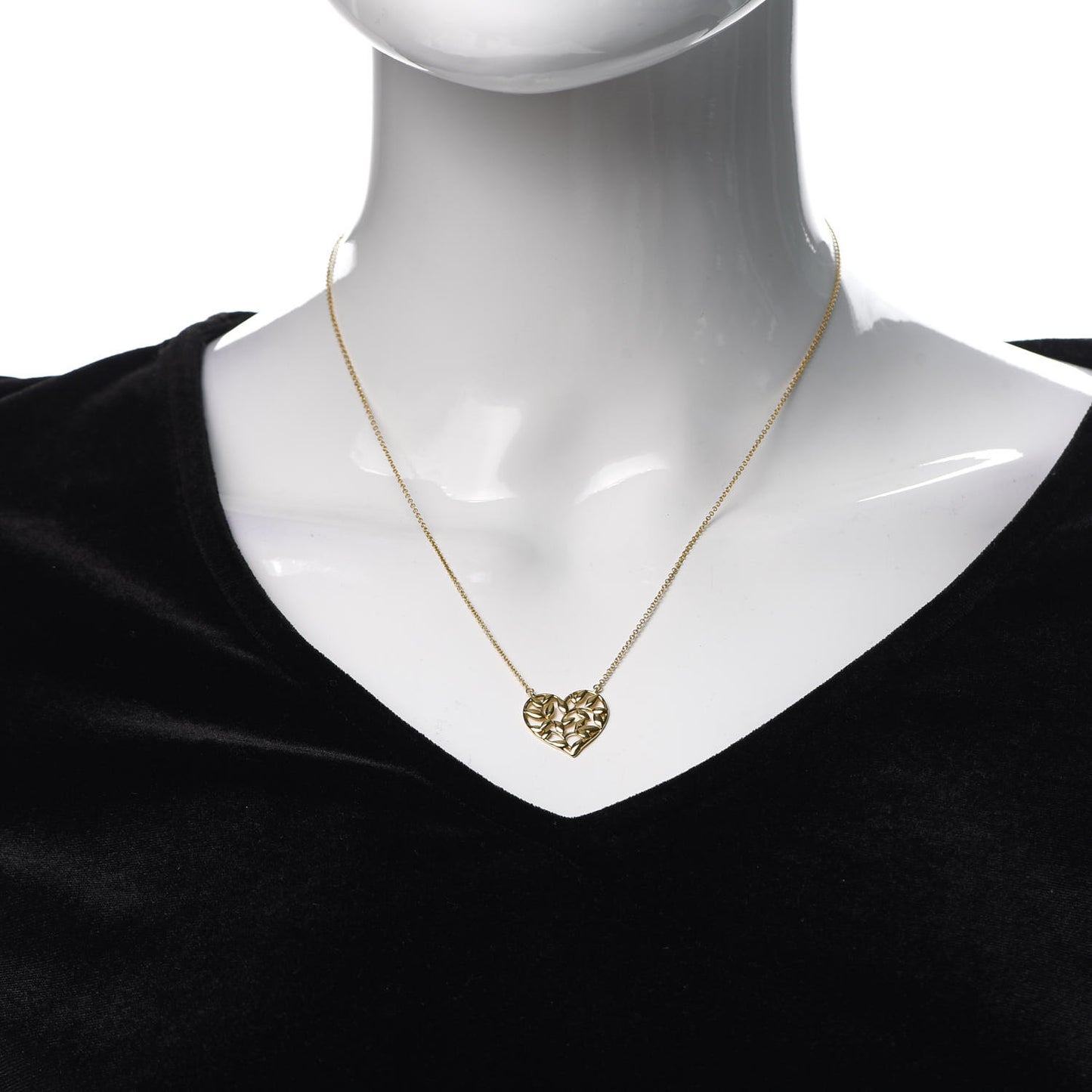 18K Yellow Gold Paloma Picasso Olive Leaf Heart Pendant Necklace