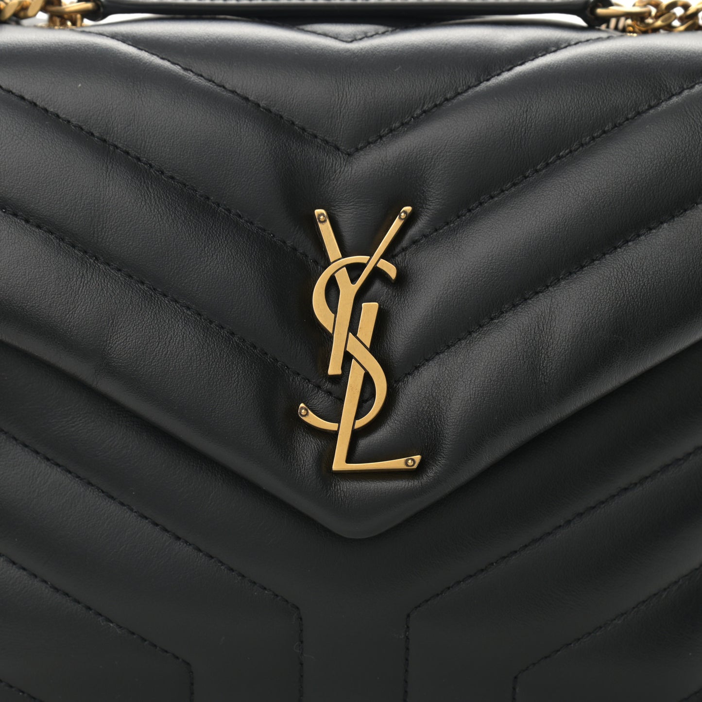 Calfskin Y Quilted Monogram Small Loulou Chain Satchel Black