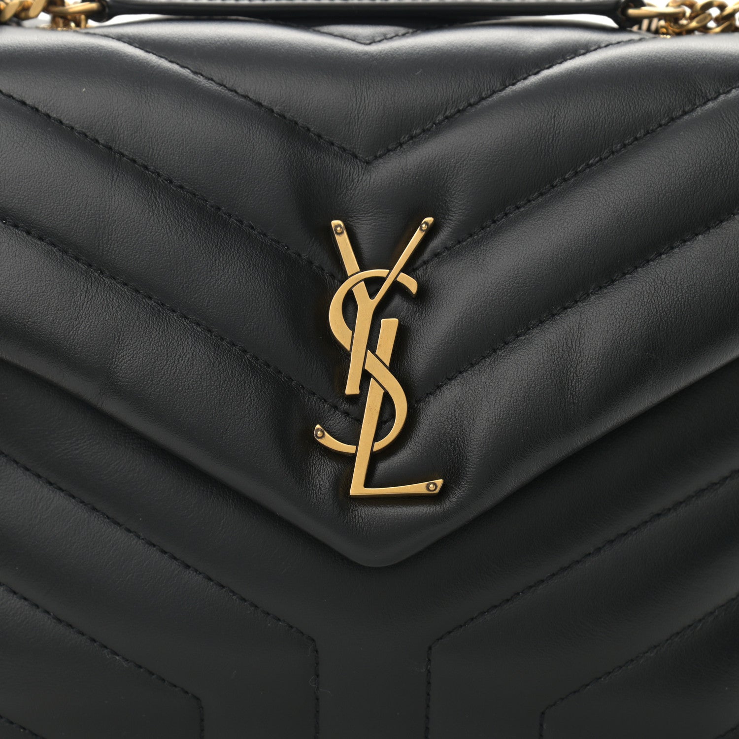 Saint Laurent Calfskin Y Quilted Monogram Small Loulou Chain Satchel Black 10 of 13