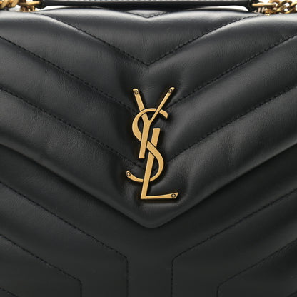 Saint Laurent Calfskin Y Quilted Monogram Small Loulou Chain Satchel Black 10 of 13