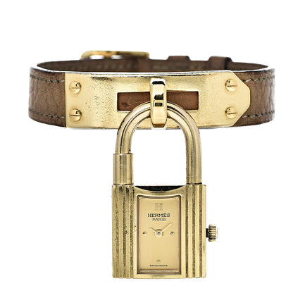 Hermes Stainless Steel Clemence 20mm Kelly Cadena Quartz Watch Gold 1 of 12