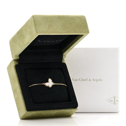 Van Cleef & Arpels 18K Yellow Gold Mother of Pearl Sweet Alhambra Butterfly Bracelet 5 of 5