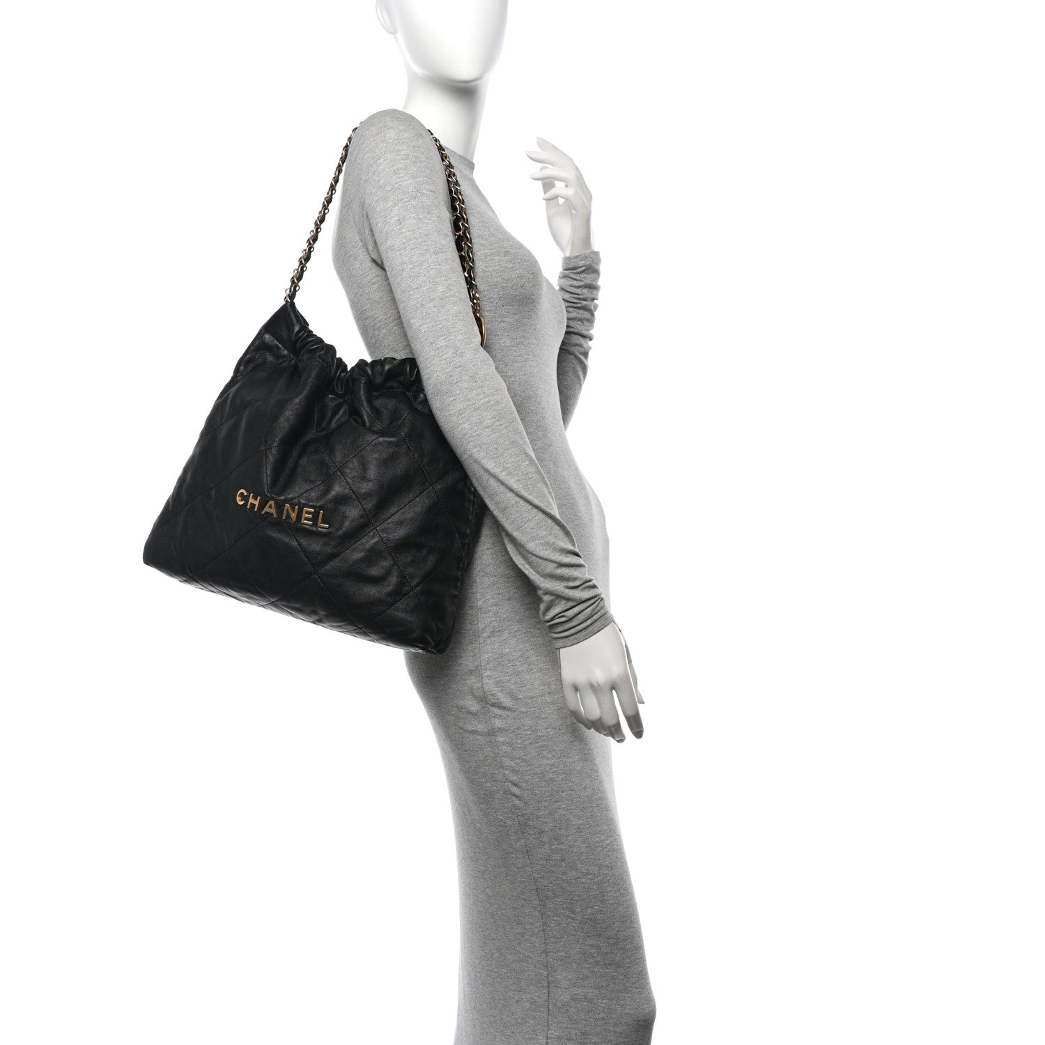 Chanel Shiny Calfskin Quilted Chanel 22 Black 2 of 12