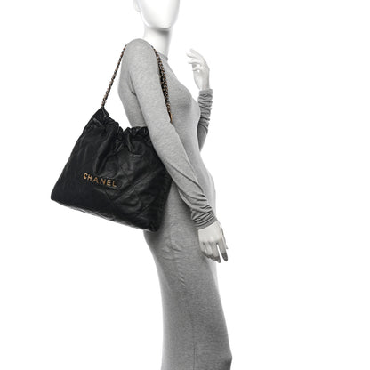 Chanel Shiny Calfskin Quilted Chanel 22 Black 2 of 12