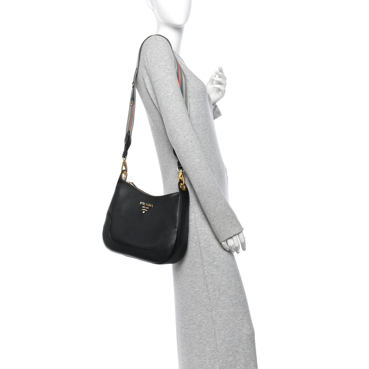 Vitello Daino Crossbody Bag Black