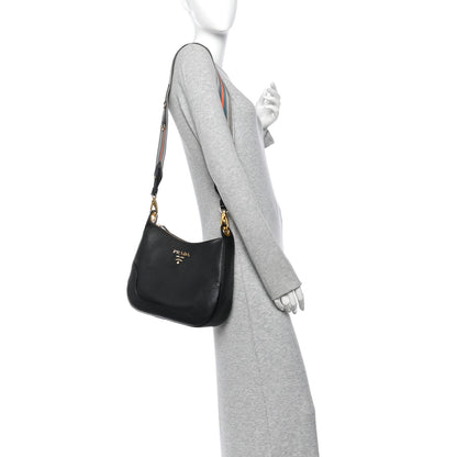 Prada Vitello Daino Crossbody Bag Black 2 of 9