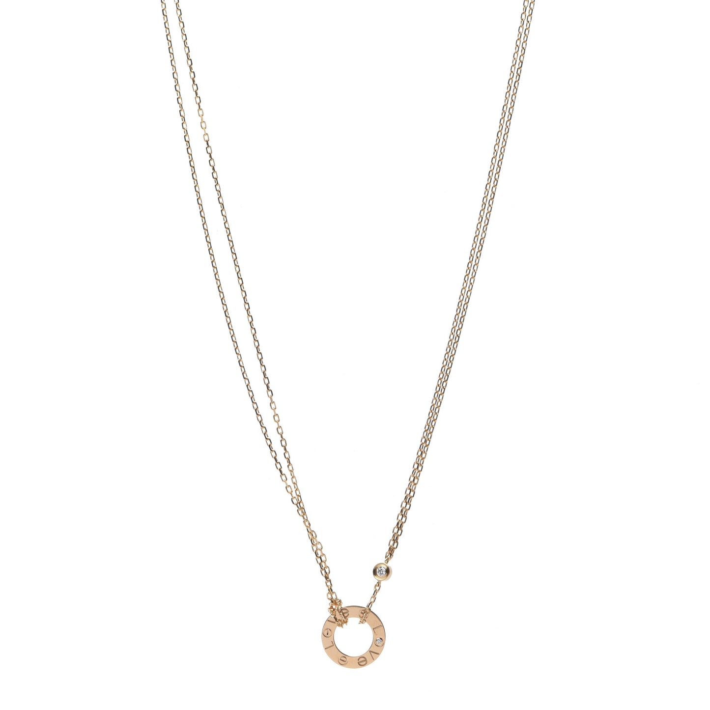 18K Yellow Gold 2 Diamond LOVE Necklace