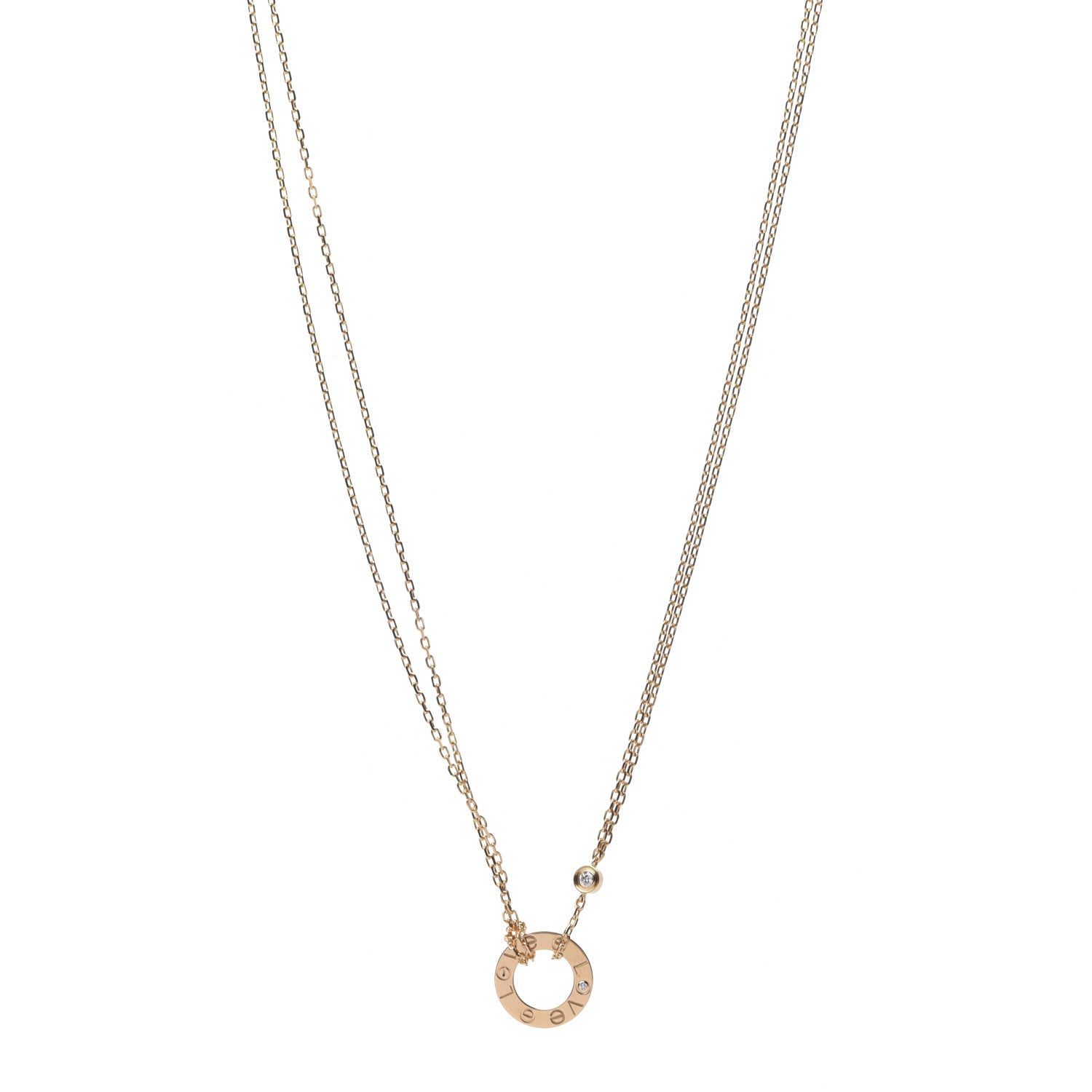 Cartier 18K Yellow Gold 2 Diamond LOVE Necklace 1 of 6