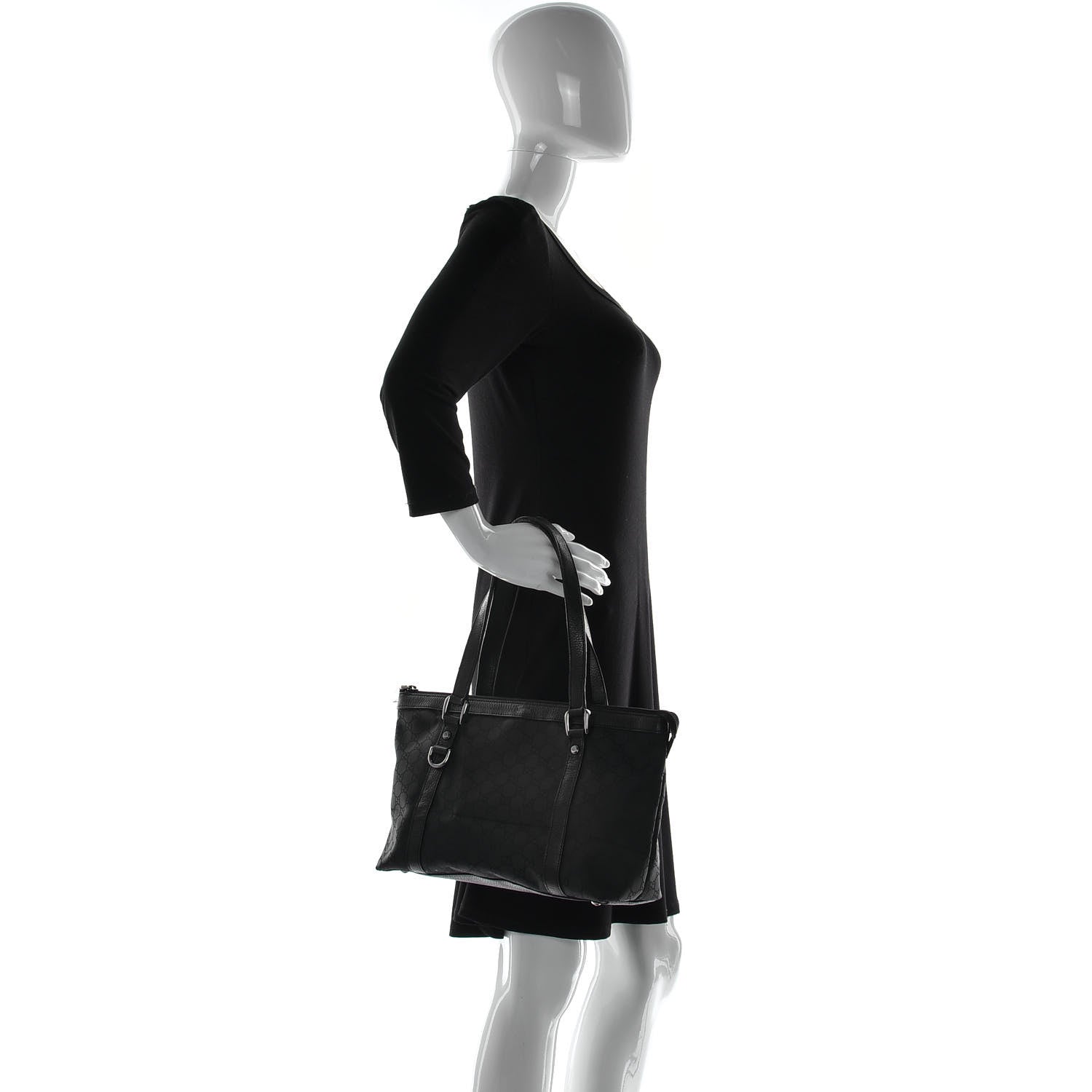 Gucci Nylon Monogram Medium Abbey Tote Black 3 of 13