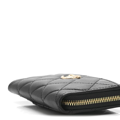 Chanel Caviar Quilted Crystal CC Zip Around Card Holder Black 9 of 9