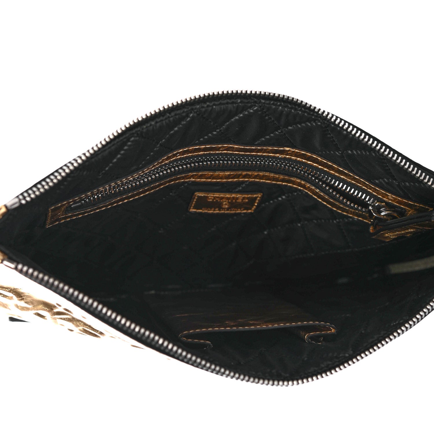 Chanel Metallic Lambskin Medium Je Ne Suis Pas En Solde Pouch Clutch Gold 4 of 4