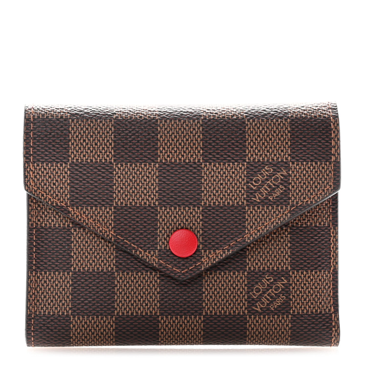Louis Vuitton Damier Ebene Victorine Wallet Red 1 of 12