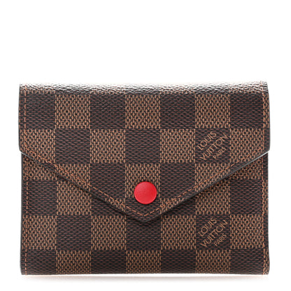 Louis Vuitton Damier Ebene Victorine Wallet Red 1 of 12