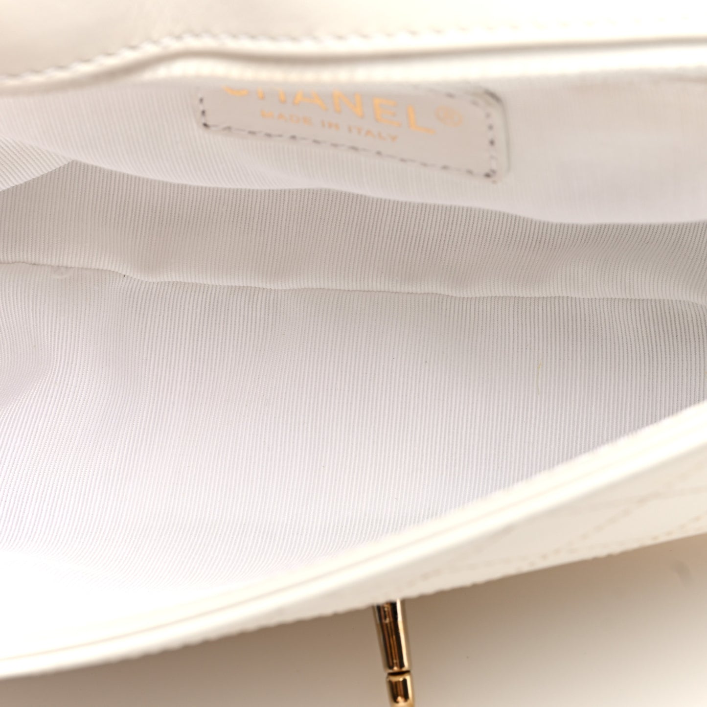 Calfskin Stitched Medium Covered CC Flap Bag White