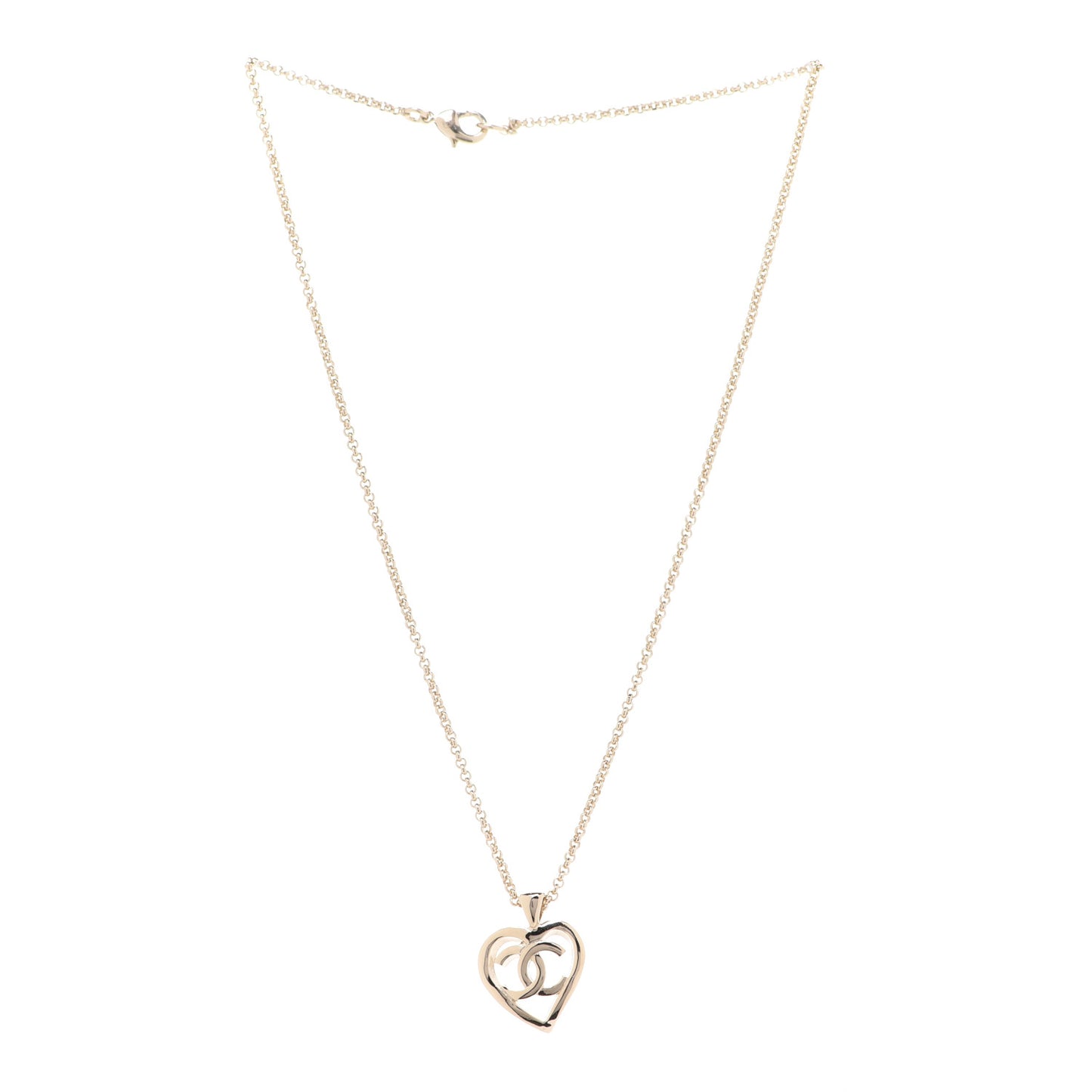 CC Heart Chain Pendant Necklace Gold