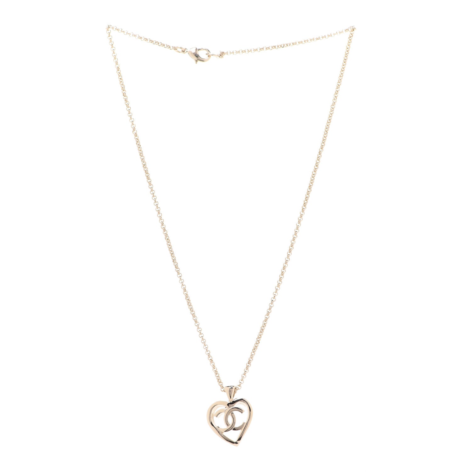 Chanel CC Heart Chain Pendant Necklace Gold 3 of 6