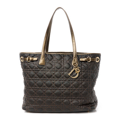 Christian Dior Coated Canvas Cannage Medium Panarea Tote Bronze 1 of 15