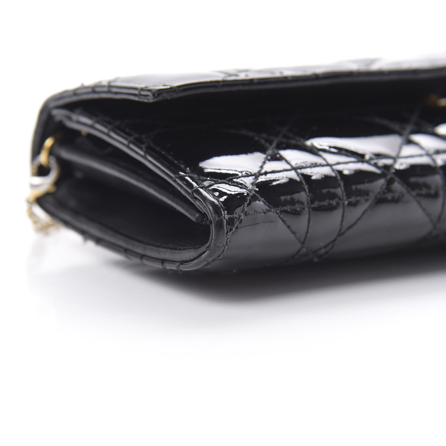 Christian Dior Patent Cannage Rendezvous Chain Wallet Black 9 of 10
