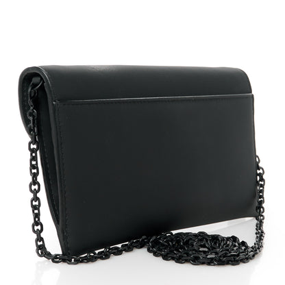 Christian Dior Ultra Matte Calfskin Saddle Chain Wallet Pouch Black 4 of 13