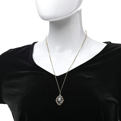 Chanel Enamel CC Oval Necklace Gold Blue 2 of 6