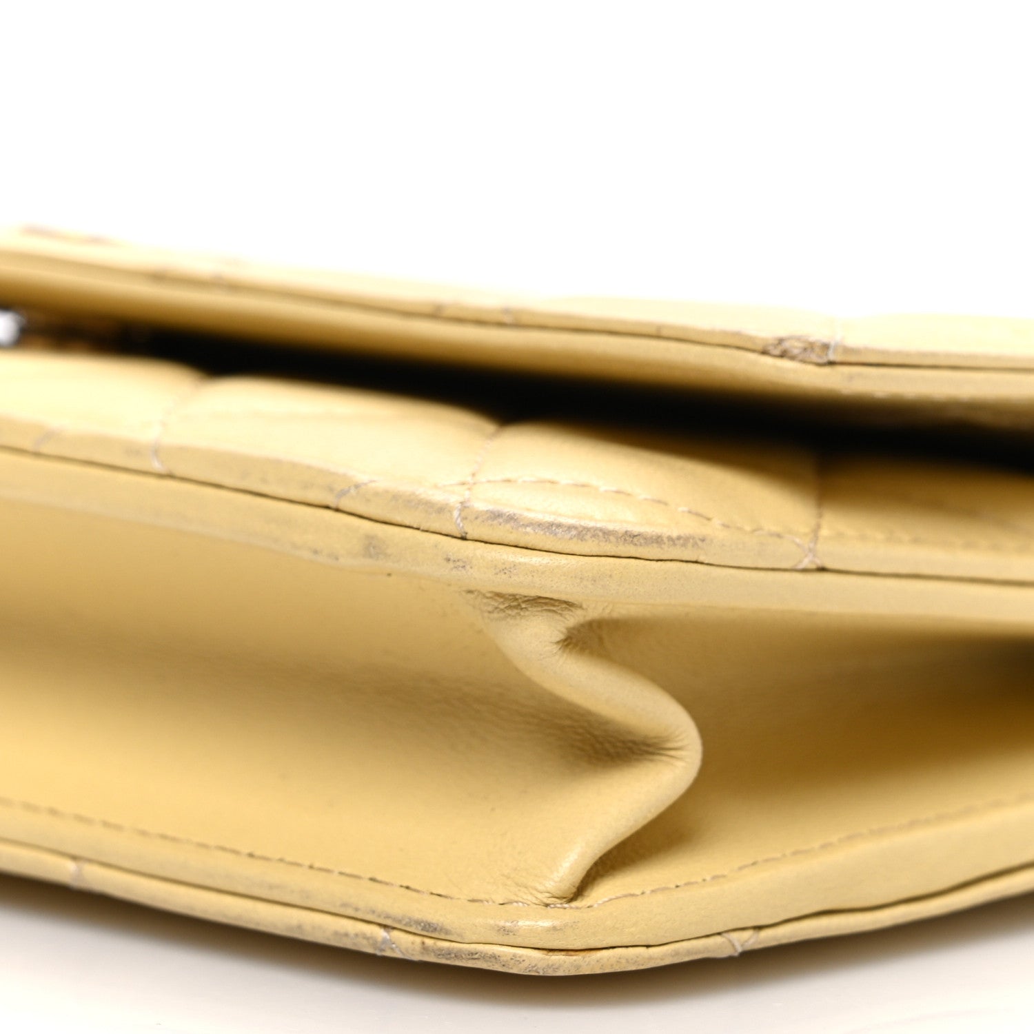 Chanel Lambskin Quilted Enamel Wallet On Chain WOC Yellow 11 of 12