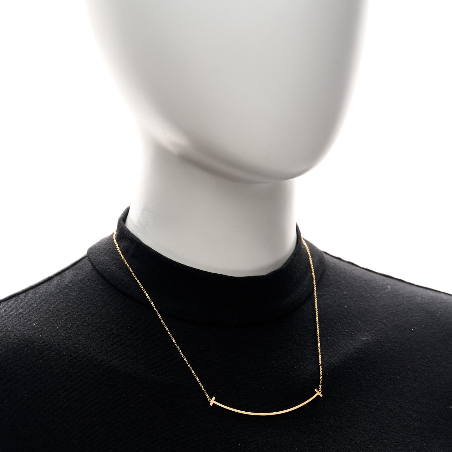 18K Yellow Gold Large T Smile Pendant Necklace