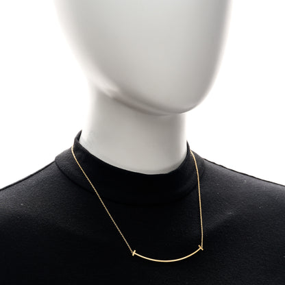 Tiffany 18K Yellow Gold Large T Smile Pendant Necklace 2 of 5