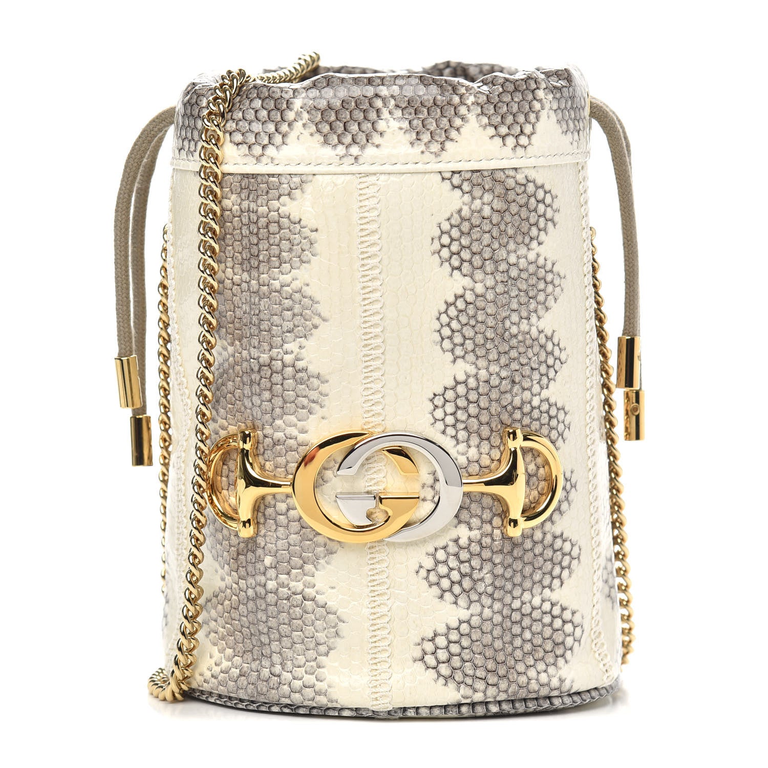 Gucci Snakeskin Mini Zumi Bucket Bag Grey 1 of 9