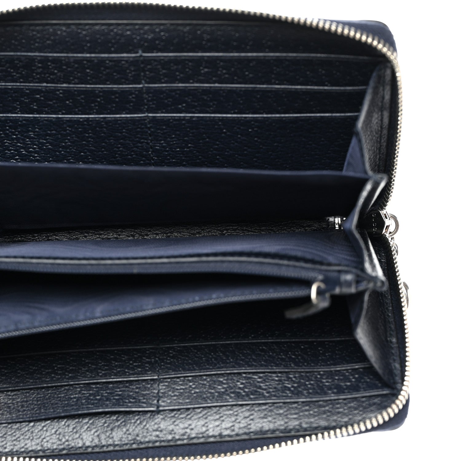 Gucci GG Supreme Monogram Textured Dollar Calfskin Web Ophidia Zip Around Wallet Beige Blue 5 of 8