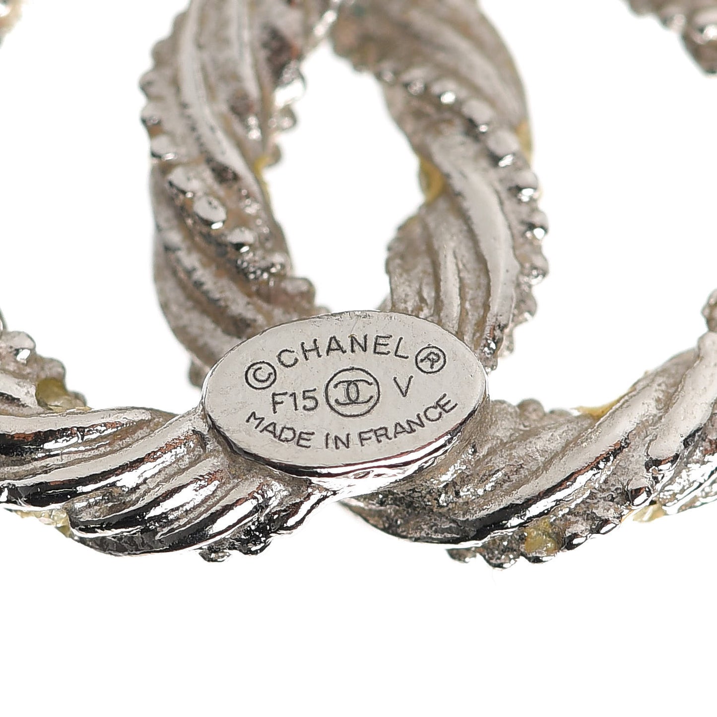 Crystal CC Twisted Earrings Silver