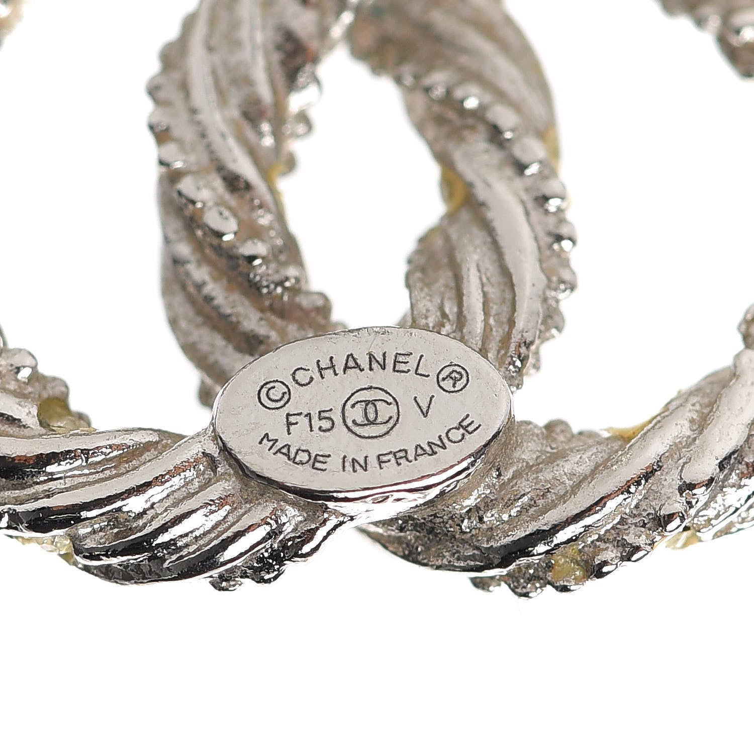 Chanel Crystal CC Twisted Earrings Silver 4 of 5