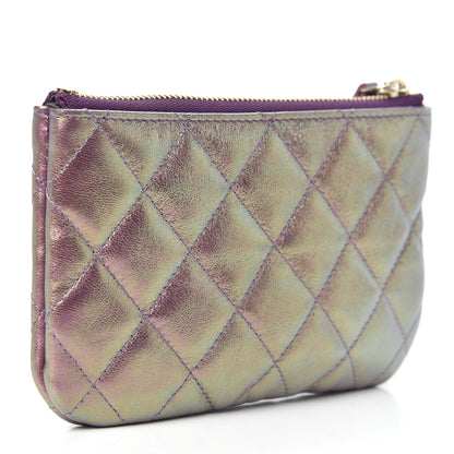 Chanel Iridescent Lambskin Quilted Small Cosmetic Case Purple 3 of 8