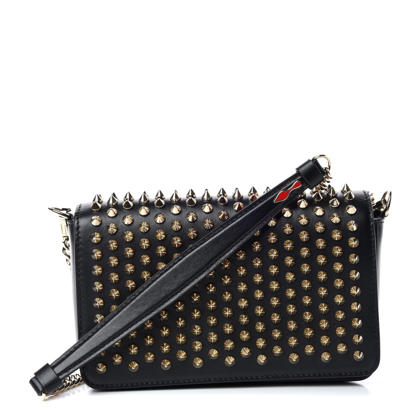 Calfskin Spiked Zoompouch Crossbody Black