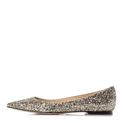 Jimmy Choo Glitter Alina Flats 35 Antique Gold 1 of 9