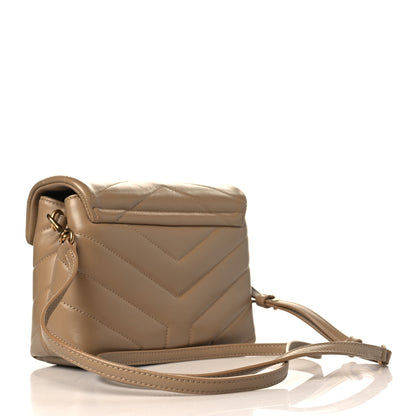 Saint Laurent Calfskin Y Quilted Monogram Toy Loulou Crossbody Bag Latte 3 of 10