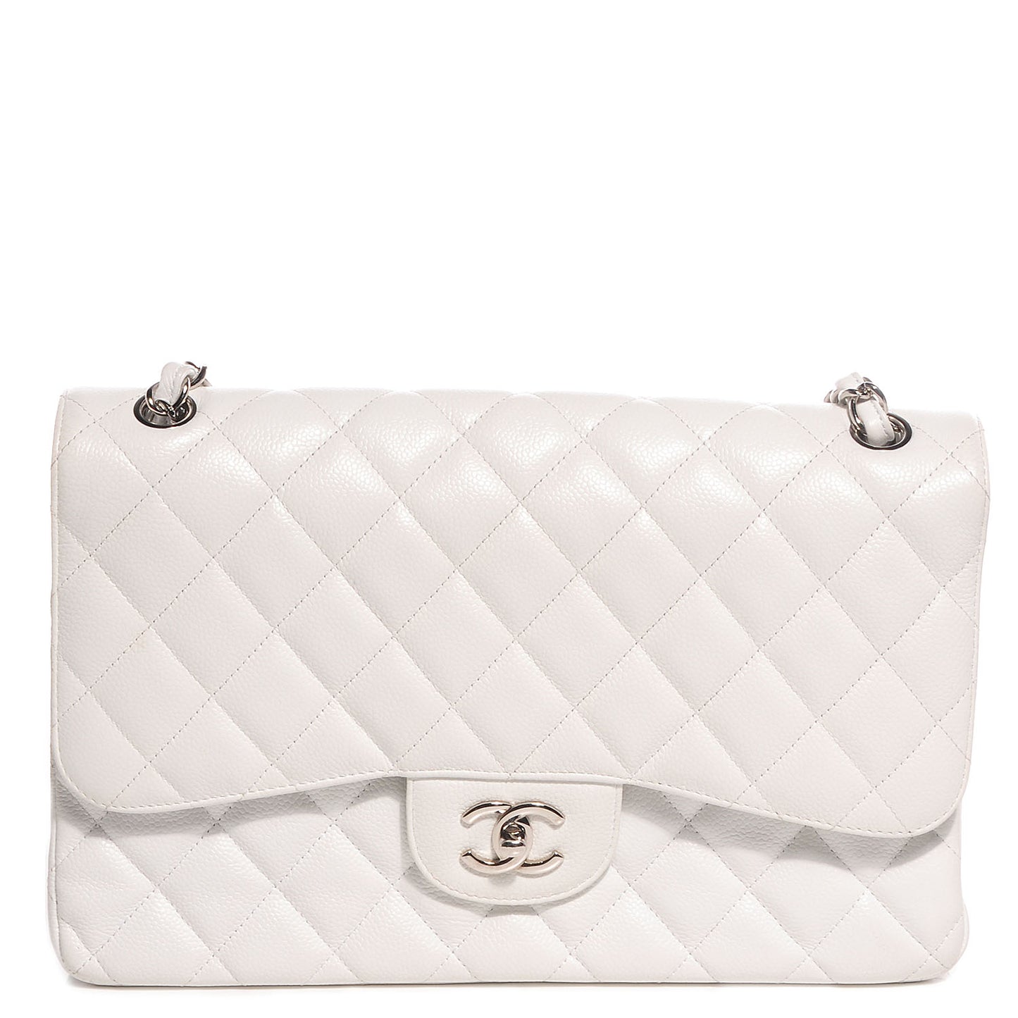 Caviar Jumbo Double Flap White