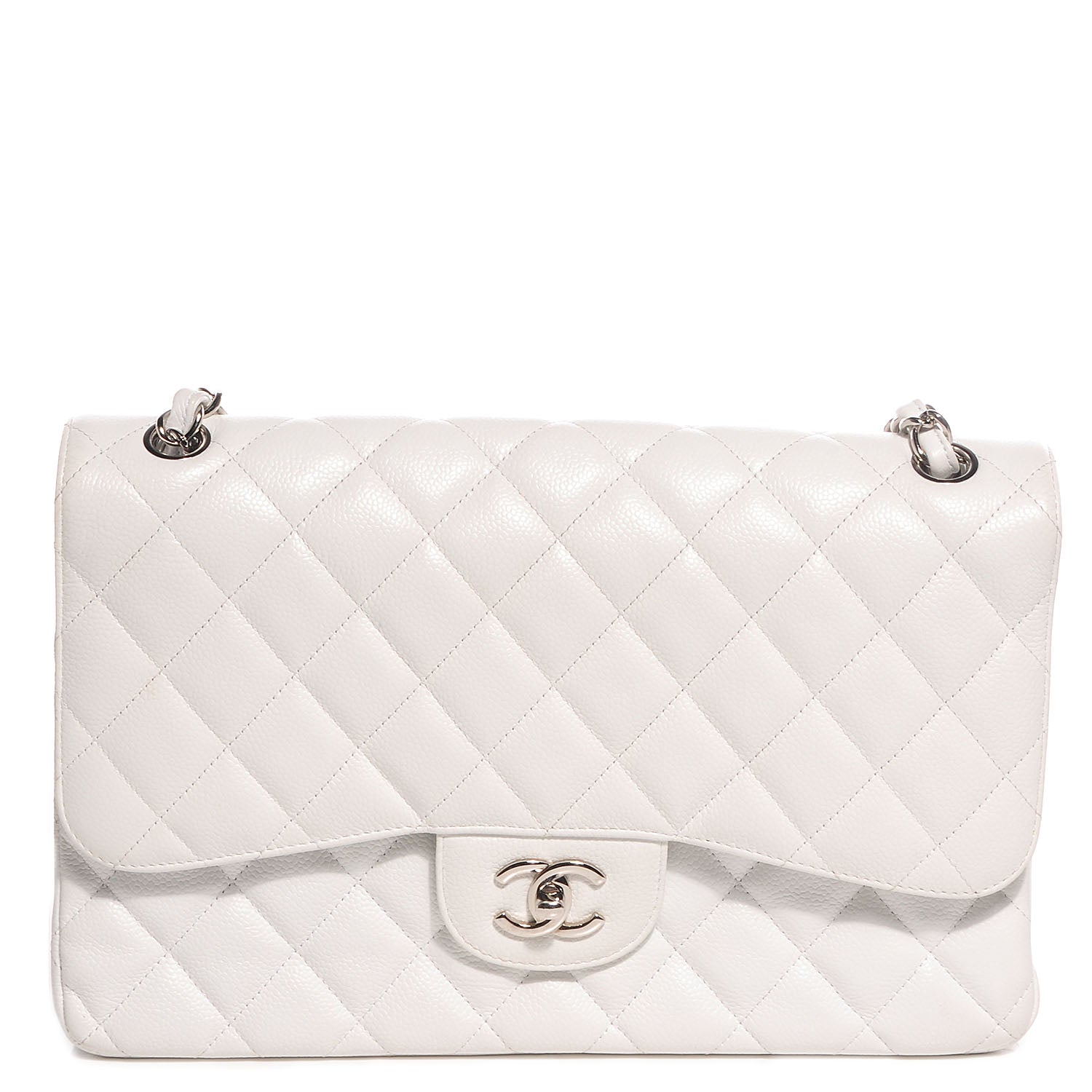 Chanel Caviar Jumbo Double Flap White 1 of 8