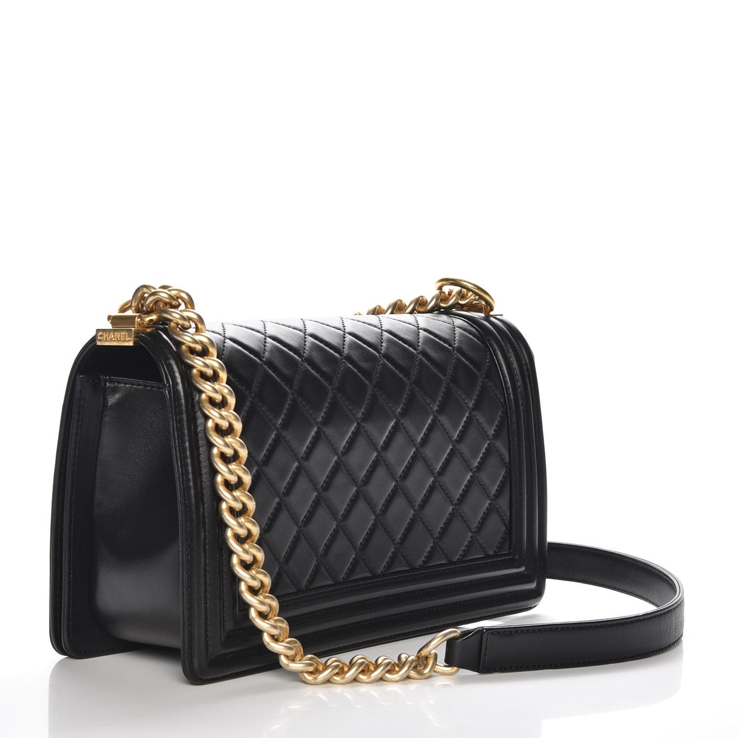 Lambskin Quilted Medium Boy Flap Black