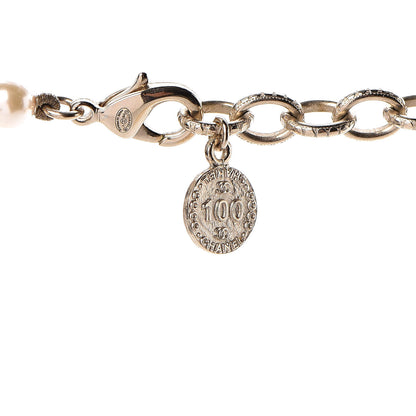 Chanel Graduated Pearl Crystal CC Short Necklace Gold 4 of 5