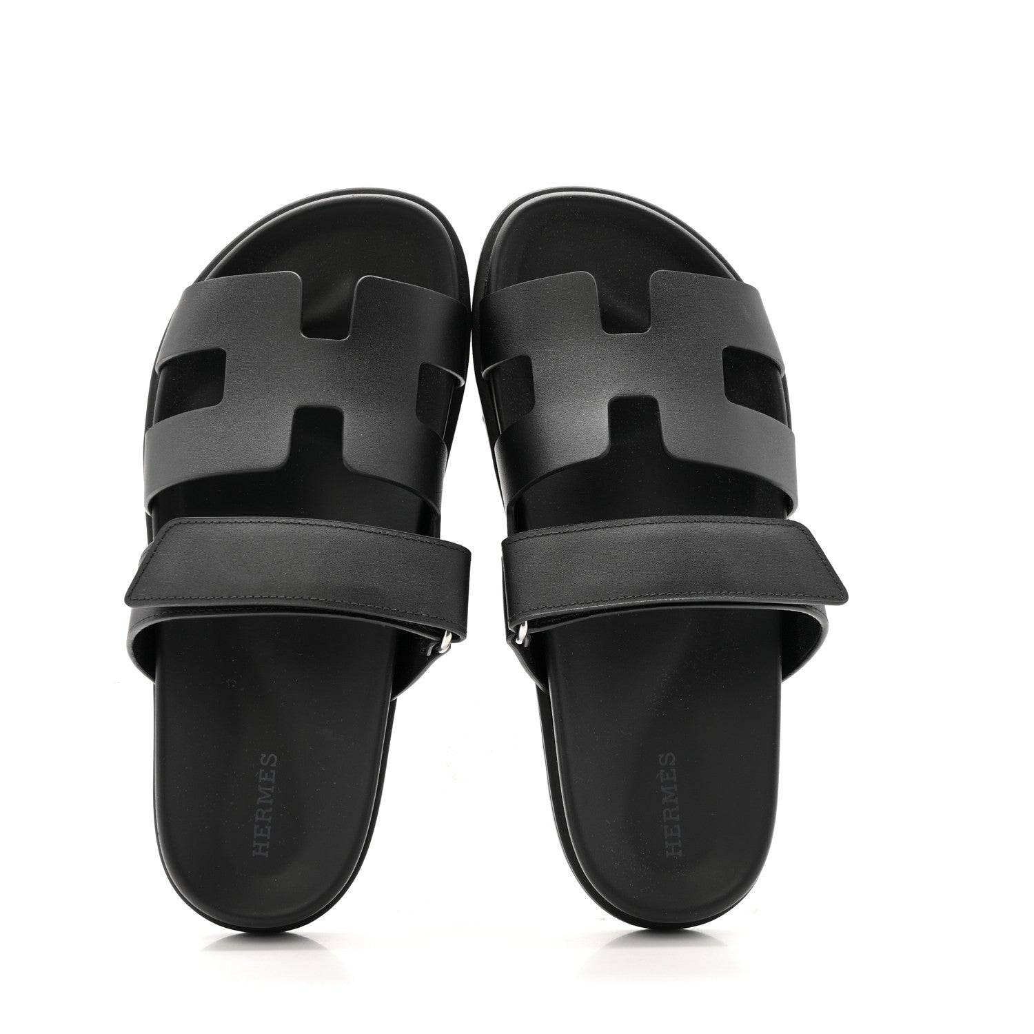Hermes Calfskin Womens Chypre Sandals 38.5 Black 2 of 10