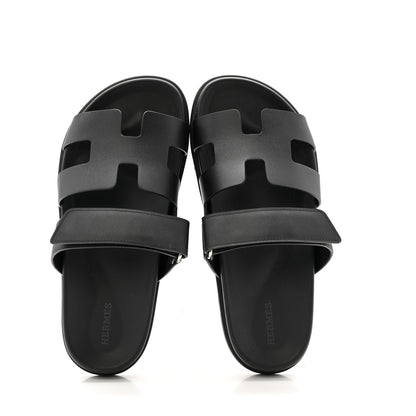 Hermes Calfskin Womens Chypre Sandals 38.5 Black 2 of 10